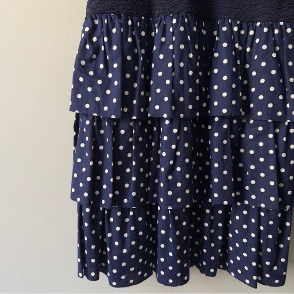 Vintage 1980s David Warren Union Label Dress Drop Waist Polka Dot bow sleeve EUC - Picture 3 of 12